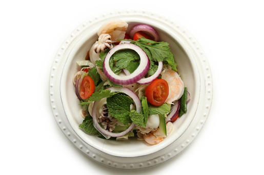 67. Spicy salat med agurk citrongræs rejer & blæksprutte